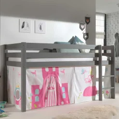 Mädchenhochbett mit Vorhang Prinzessin und Schloss - Casa