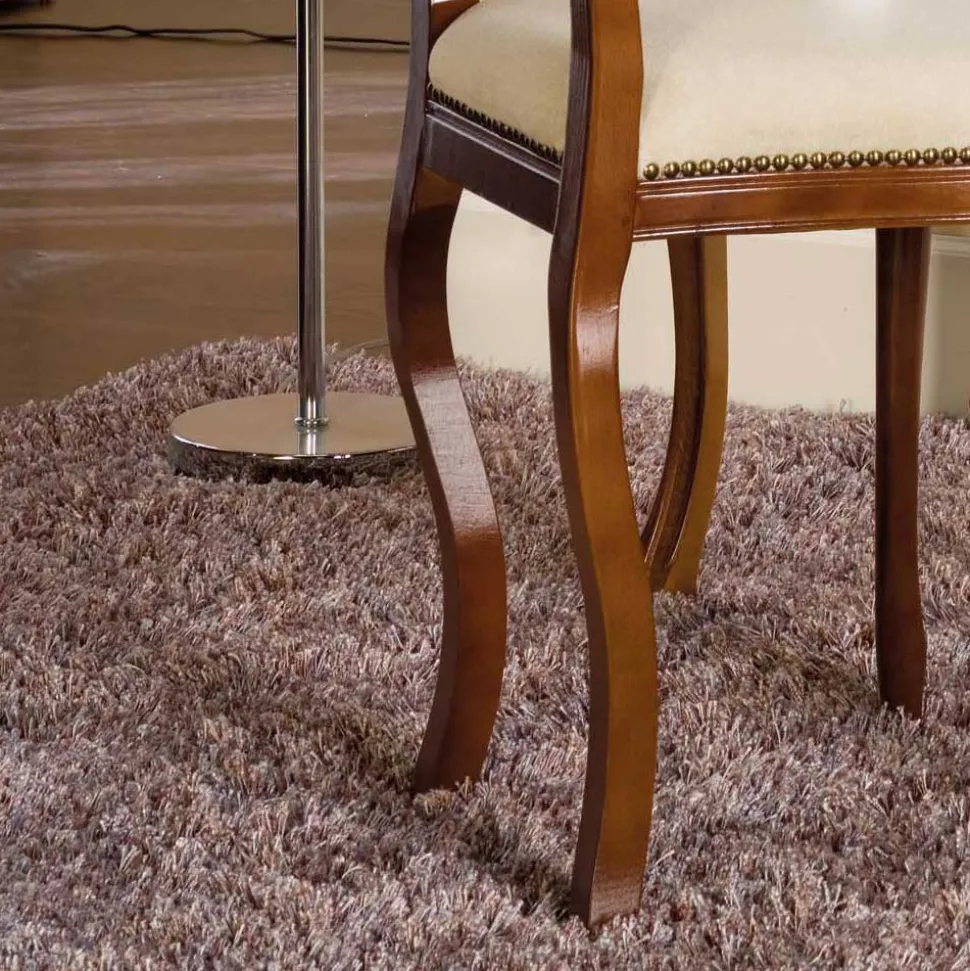 Medaillonstuhl in Creme & Nussbaum Natale aus Massivholz