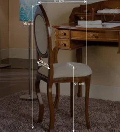 Medaillonstuhl in Creme & Nussbaum Natale aus Massivholz