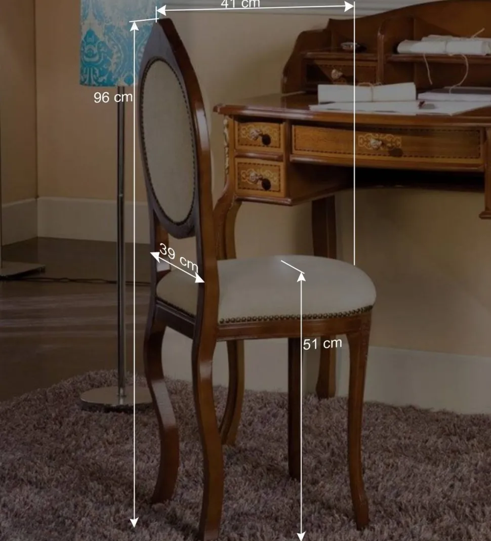 Medaillonstuhl in Creme & Nussbaum Natale aus Massivholz