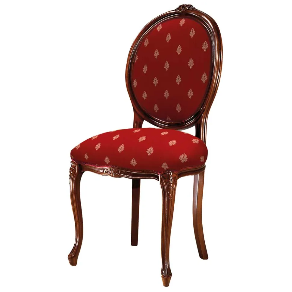 Medaillonstuhl in Rot mit Ornament-Muster - Lactatas