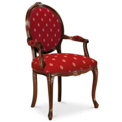 Medaillonstuhl mit Armlehnen in Nussbaum & Rot - Adagiona