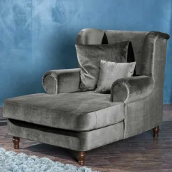 Mega Wohnzimmersessel in Grau Samtvelours - Jusic