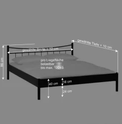 Metall Bett Halfa in Schwarz