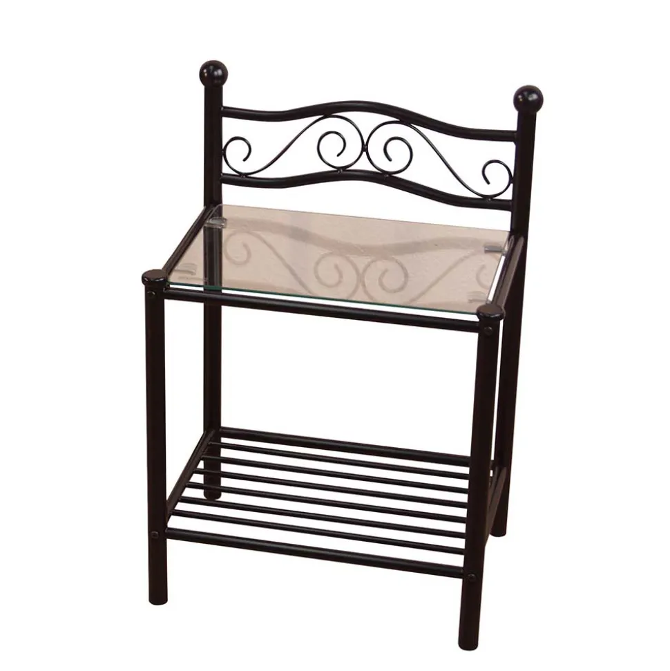 Metall Nachttisch Cosmona mit Glasplatte (Set)