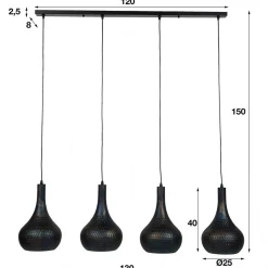Metall Pendelleuchte in Dunkelbraun - Marmore