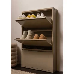Metall Schuhschrank in Beige - Izzymo