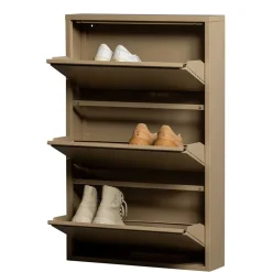 Metall Schuhschrank in Beige - Izzymo