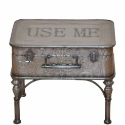 Metall Truhentisch im Koffer Design mit Print Magic Industry Style