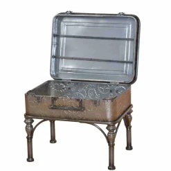 Metall Truhentisch im Koffer Design mit Print Magic Industry Style