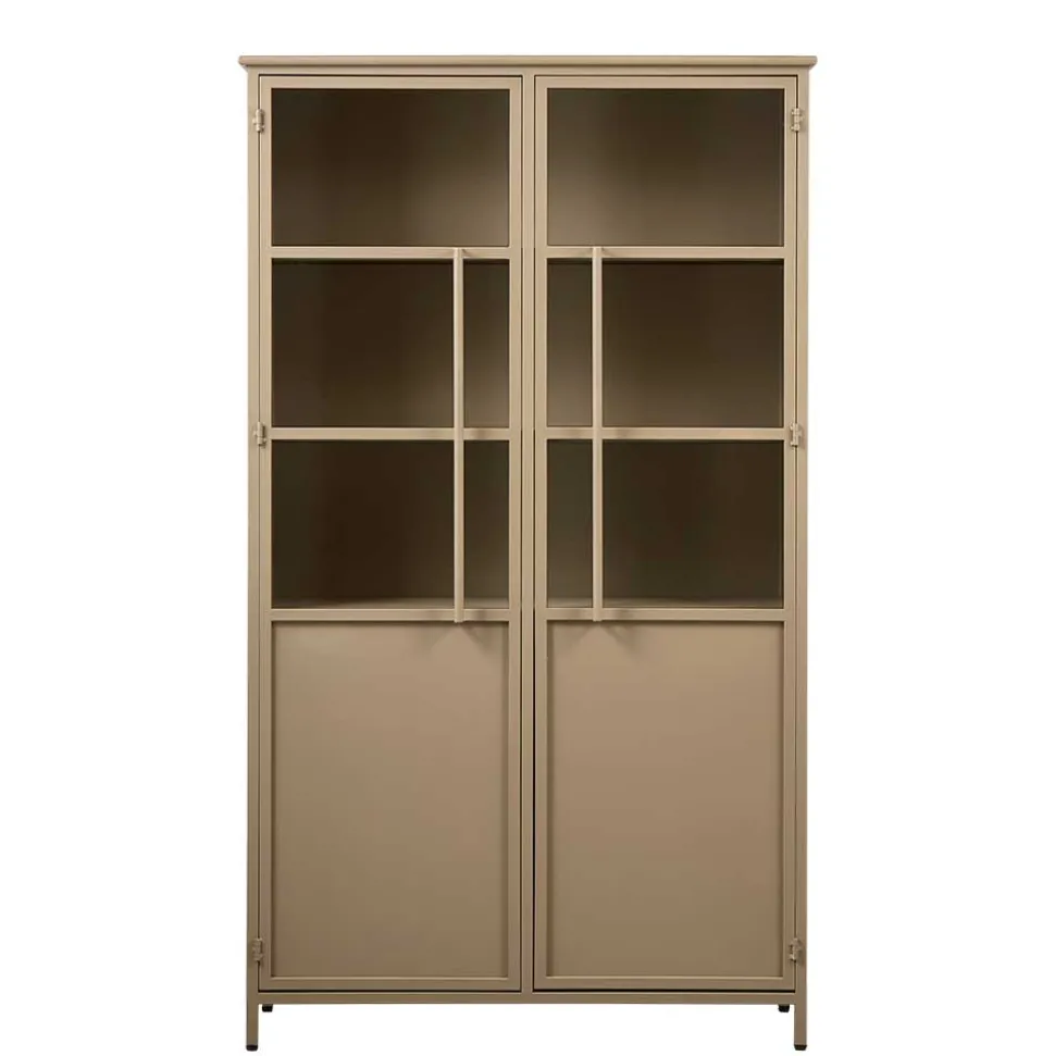 Metall Vitrinenschrank in Khaki - Gabadoza