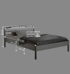 Metallbett Matilda in Grau