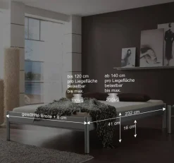 Metallbett Violetta in Überlänge