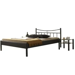 Metall-Doppelbett Looks in Schwarz (dreiteilig)