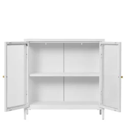 Metall-Vitrinen-Kommode in Weiß - Lititia