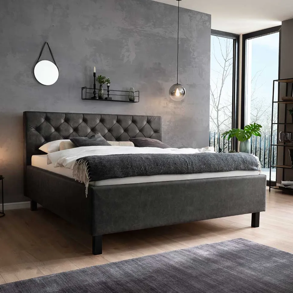 Microfaser Doppelbett mit Bettkasten - Canossa