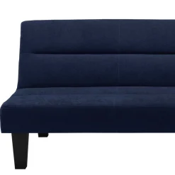 Microfaser Schlafsofa in Blau mit Schwarz - Hanniba