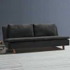 Microvelours Klappsofa in Schwarz - Ocna
