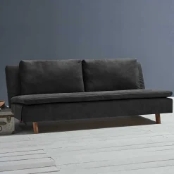 Microvelours Klappsofa in Schwarz - Ocna