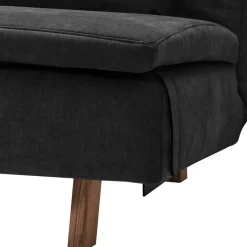 Microvelours Klappsofa in Schwarz - Ocna