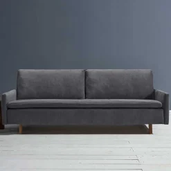 Microvelours Schlafsofa in Blaugrau - Glory