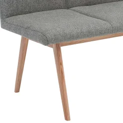 Mid Century Esstisch Bank in Grau Webstoff - Tucina