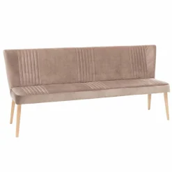 Mid Century Polsterbank mit Lehne Convilla in Taupe Velours