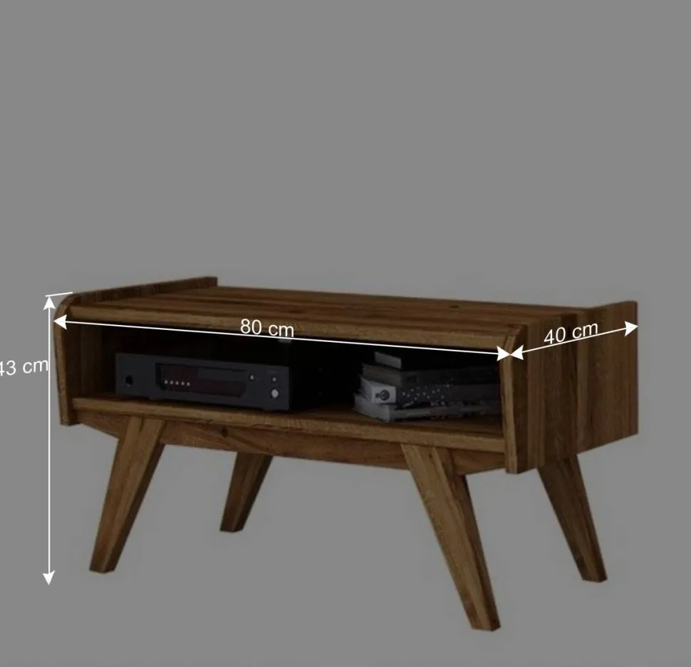 Midcentury Wildeiche TV Bank mit Fach - Hardus