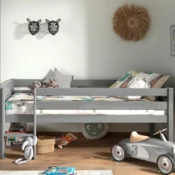 Mini Hochbett mit Absturzsicherung in Grau - Joina