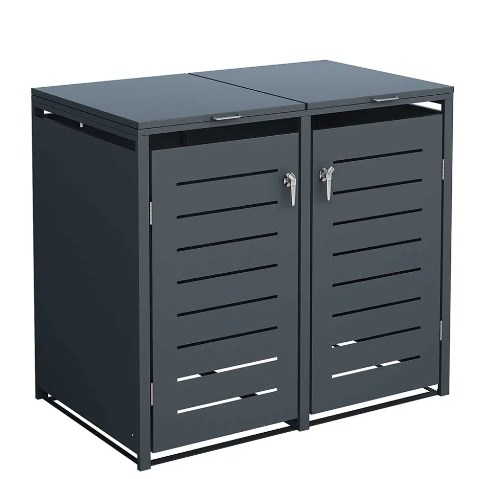 Mülltonnenbox in Anthrazit für zwei Tonnen - Rovert