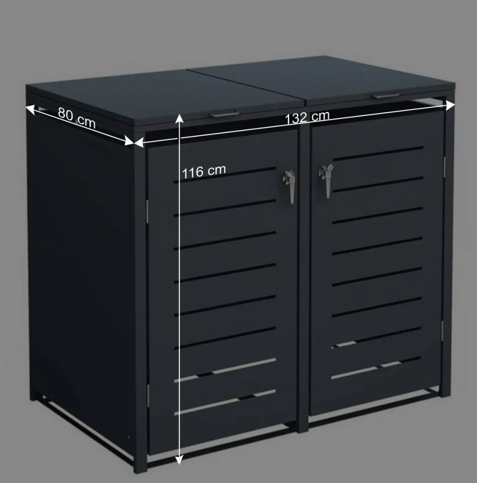 Mülltonnenbox in Anthrazit für zwei Tonnen - Rovert