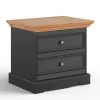 Modern Country Nachtkommode in Grau & Kiefer - Eromsia