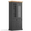 Modern Country Vitrinenschrank in Grau & Kiefer - Eromsia