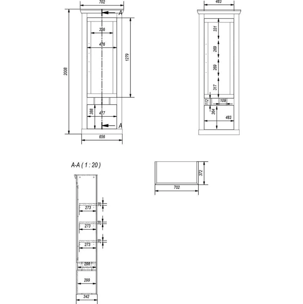 Modern Country Wohnwand Set - Buleta (vierteilig)