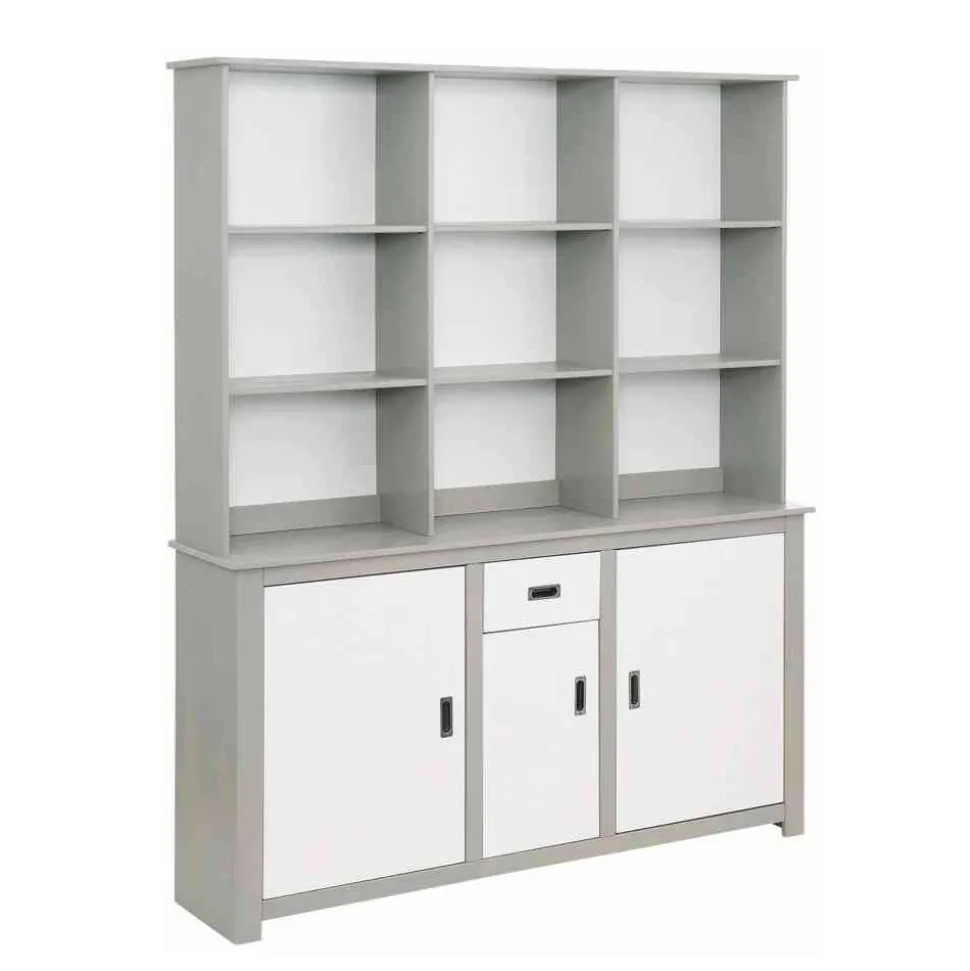 Moderne Anrichte mit Regal in Weiß & Grau - Lurgeno