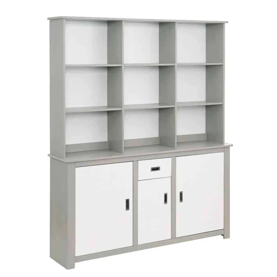 Moderne Anrichte mit Regal in Weiß & Grau - Lurgeno