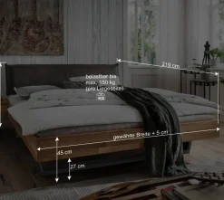 Moderne Bettanlage aus Wildeiche - Esvilda (dreiteilig)