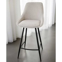 Moderne Boucle Barstühle in Beige - Alberta (2er Set)