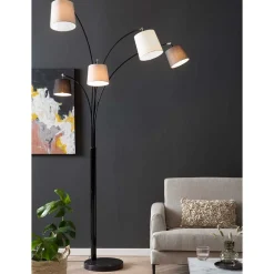 Moderne 5-flammige Stehleuchte mit Stoff Schirmen - Matteo