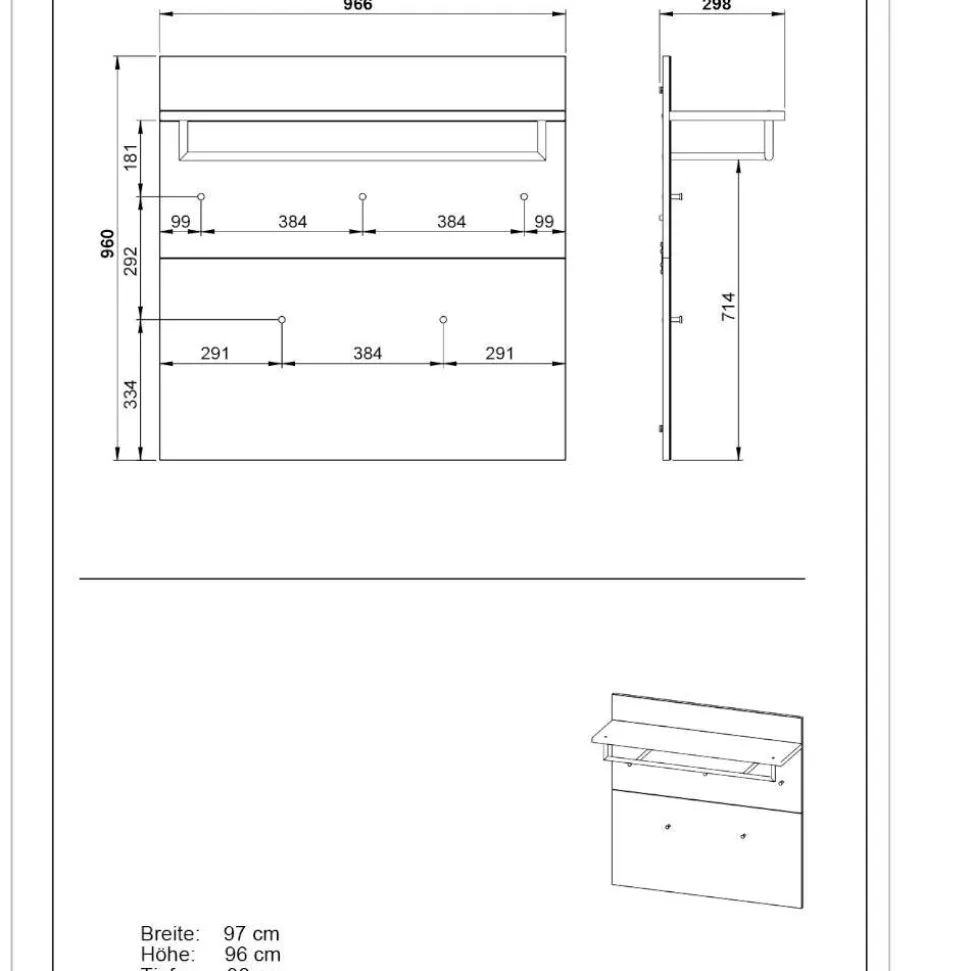 Moderne Flurkombination in Weiß - Kofi (vierteilig)