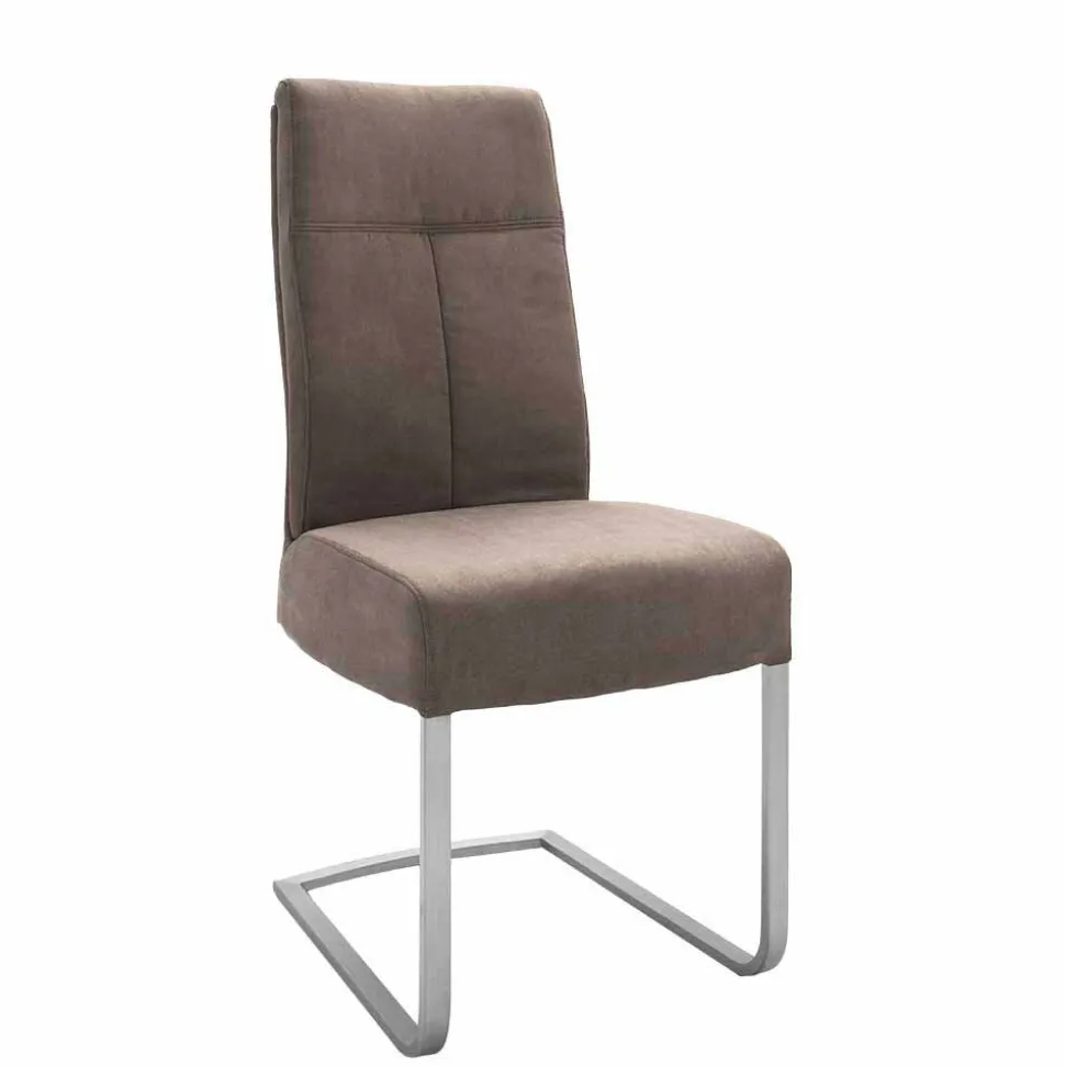 Moderne Freischwingerstühle Yidana in Beige Microfaser (2er Set)