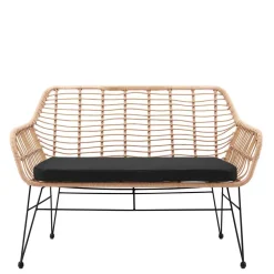 Moderne Geflechtbank aus Kunstrattan & Metall - Prismo