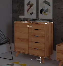 Moderne Holzkommode aus Kernbuche massiv - Junola