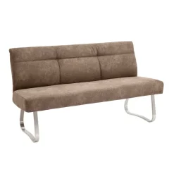 Moderne Polsterbank mit Edelstahl Gestell - Rund