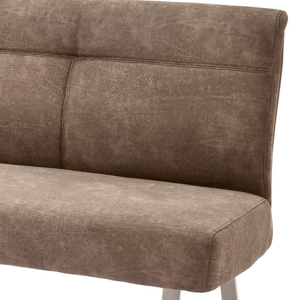 Moderne Polsterbank mit Edelstahl Gestell - Rund