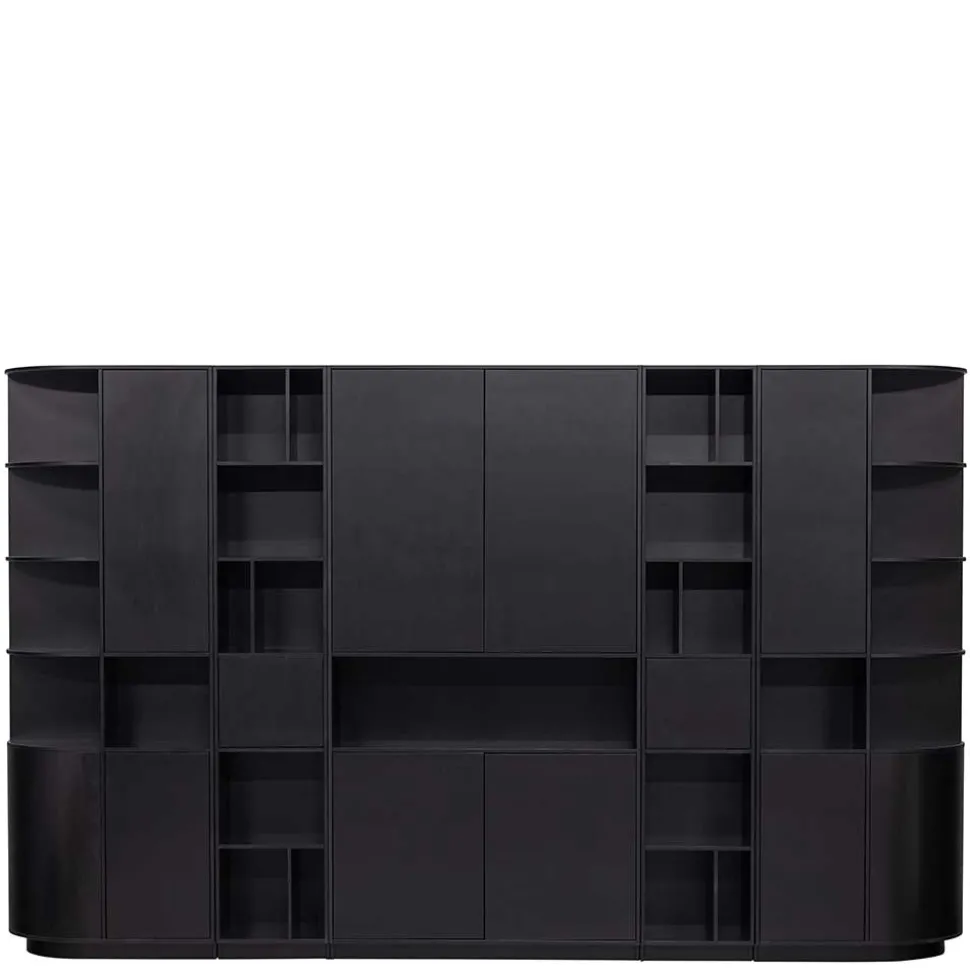 Moderne Schrankwand in Schwarz - Niwidus (fünfteilig)