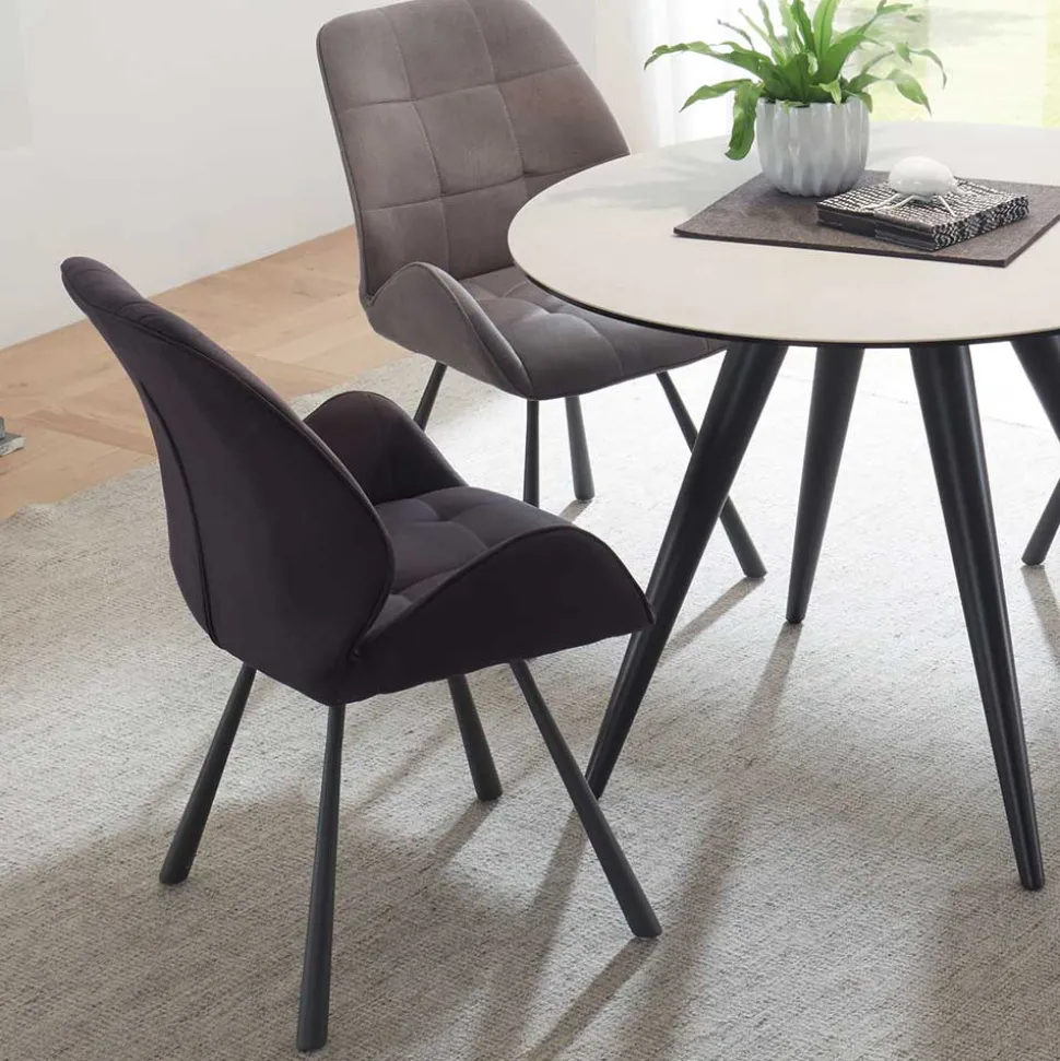 Moderne Stühle in Grau Schwarz - Plovema (2er Set)