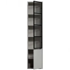 Moderne Vitrine in Hellgrau mit Schwarz - Giorno