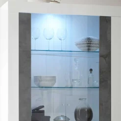 Moderne Vitrine in Weiß Hochglanz - Voskala