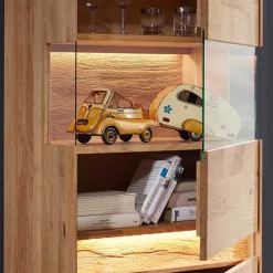 Moderne Wildeiche Vitrine 63x207x43 cm - Acmida